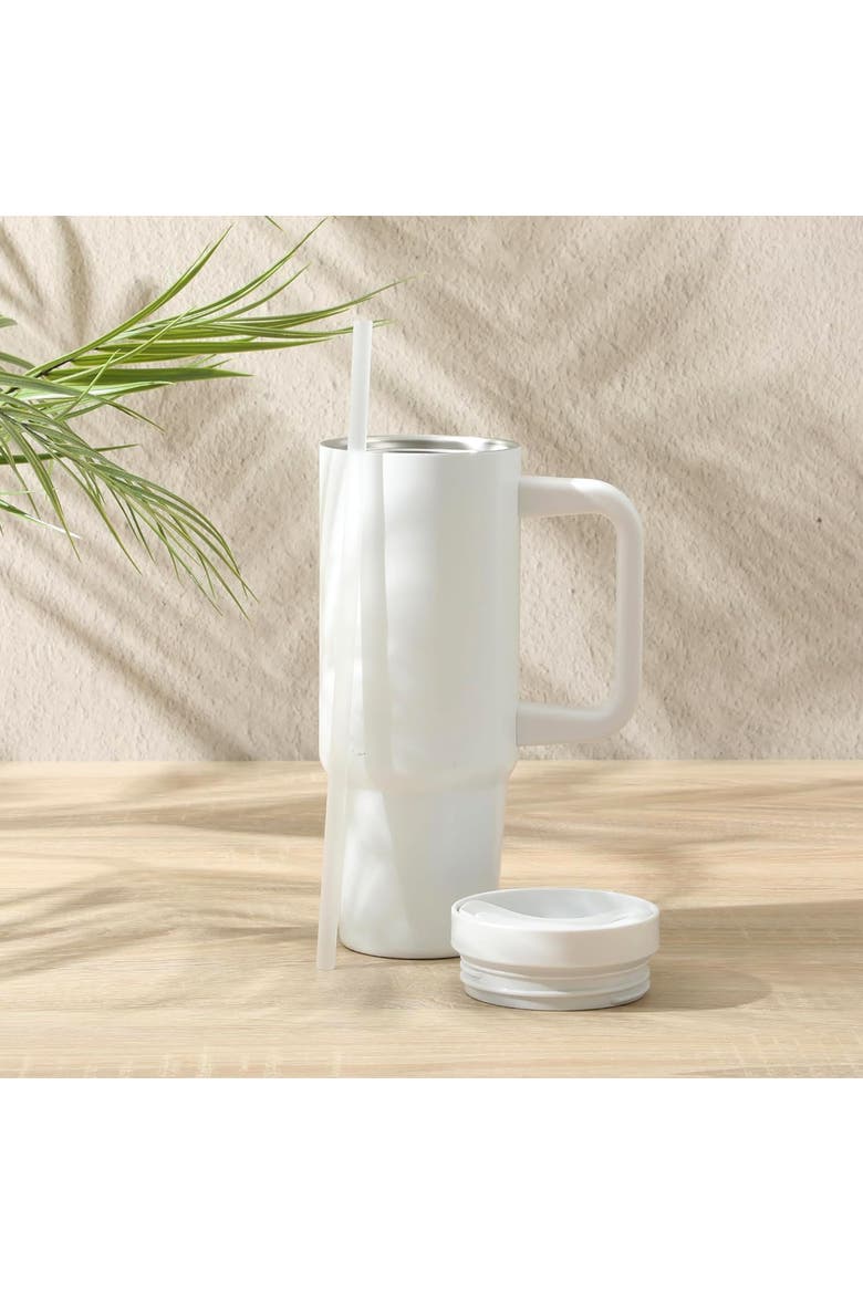 29oz Stainless Steel Thermal Tumbler with Handle, Alternate, color, White