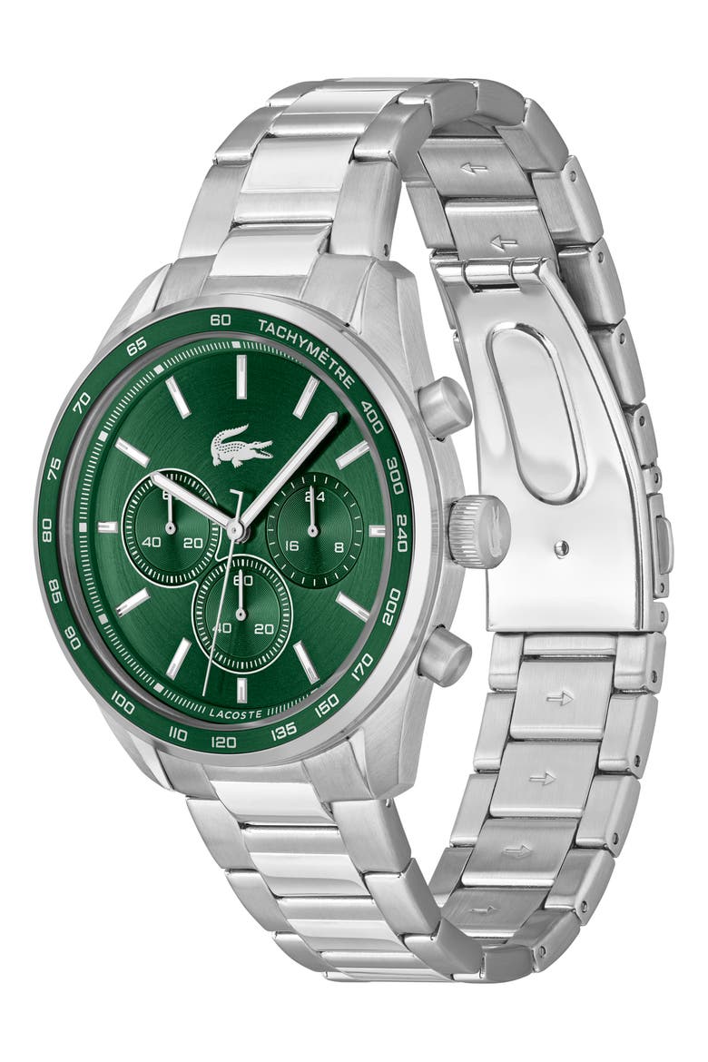 Boston Chronograph Watch, 42mm, Alternate, color, SILVER/ GREEN
