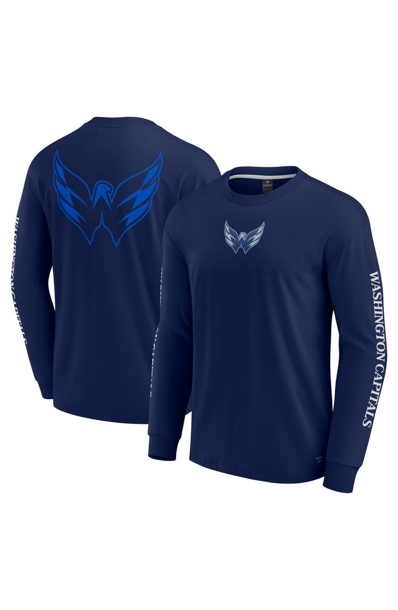 FANATICS Men's Fanatics Navy Washington Capitals Elements Strive Long Sleeve T-Shirt, Alternate, color, Navy