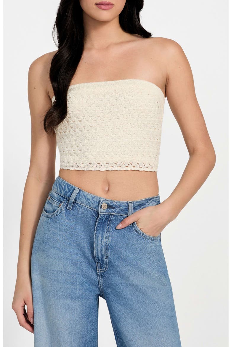 Luca Strapless Crop Knit Tube Top, Main, color, DOVE WHITE