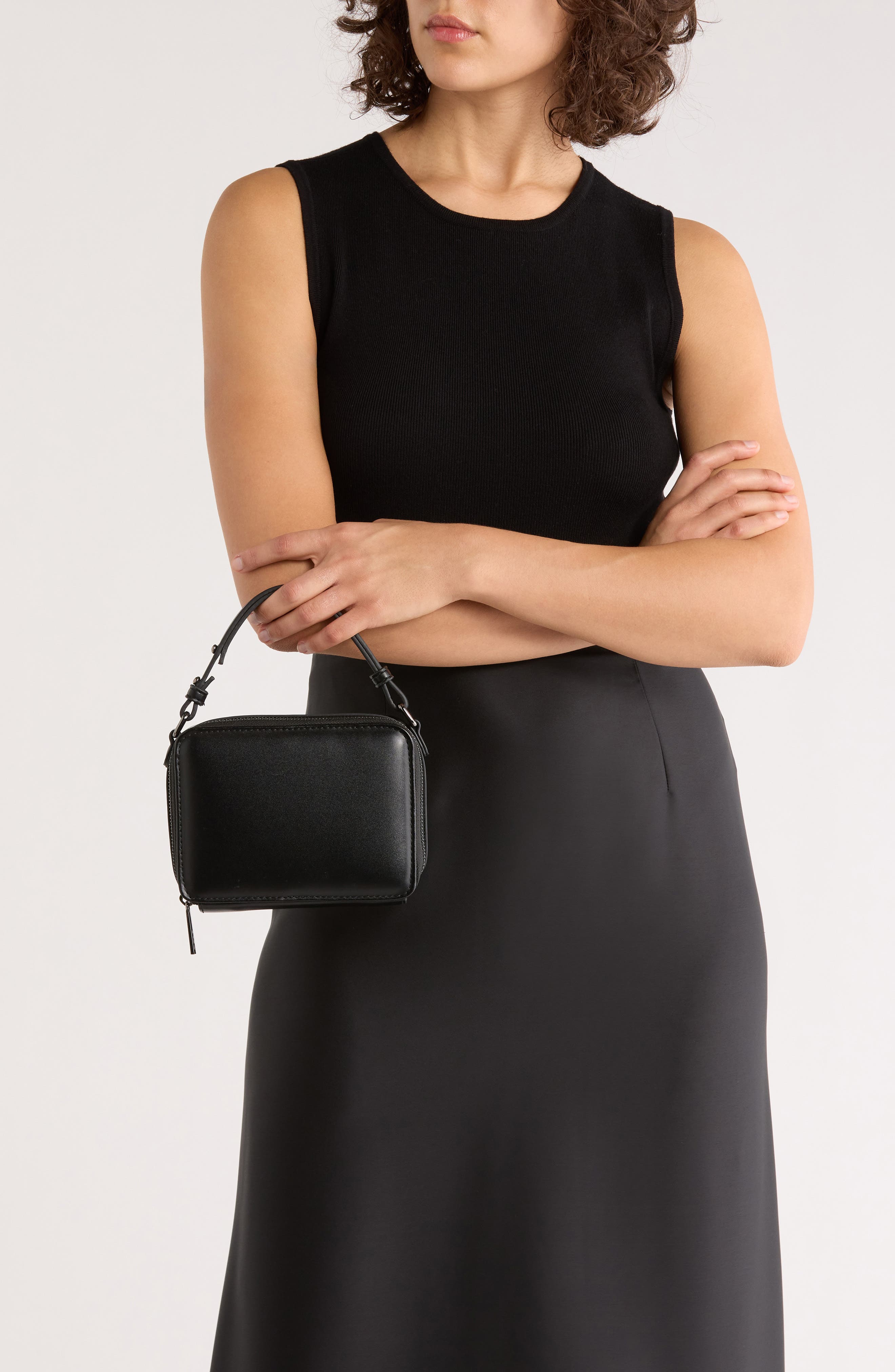 BCBG Slim Top Handle Clutch, Alternate, color, Black