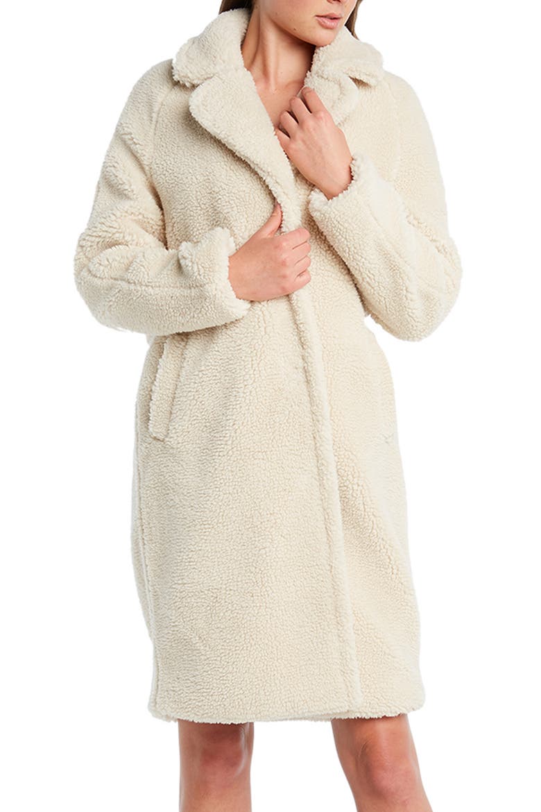 Faux Fur Long Coat, Main, color, ECRU