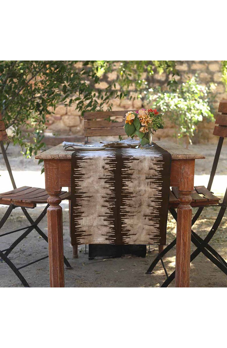 Ichcha Neutral Block Print Table Runner, Alternate, color, Black