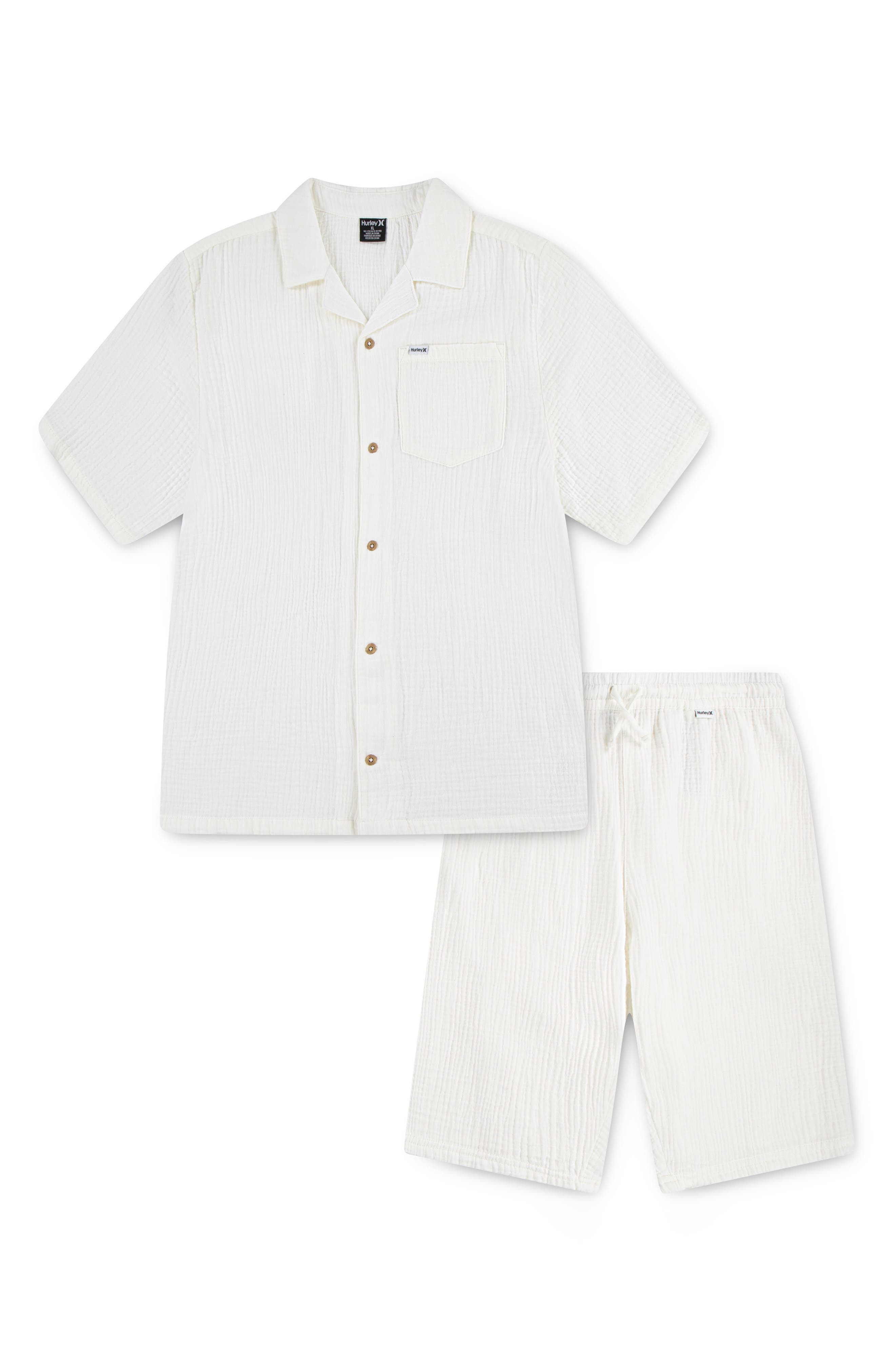 Hurley Kids' Cotton Gauze Camp Shirt & Shorts Set