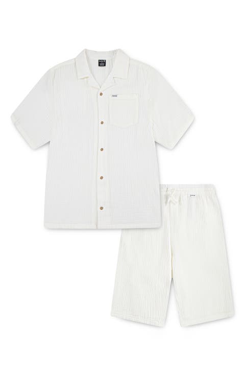 Kids' Cotton Gauze Camp Shirt & Shorts Set (Big Kid)