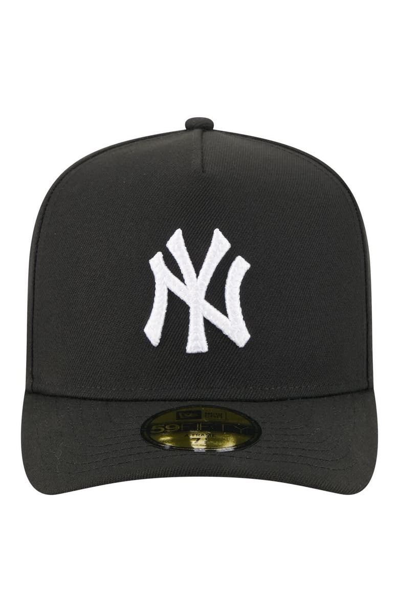 New Era Men's New Era Black New York Yankees Script Safety Pin 59FIFTY A-Frame Fitted Hat, Alternate, color, 