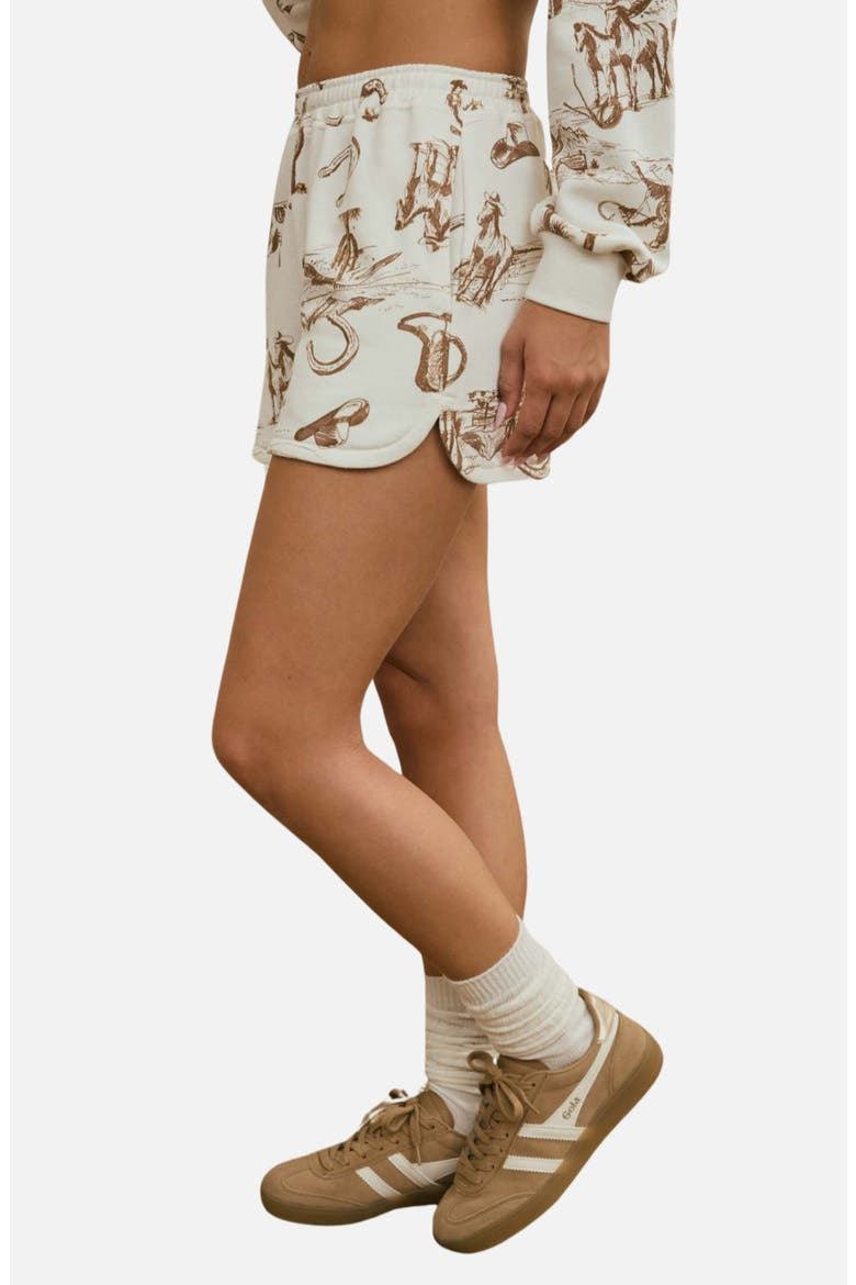 Western Graphic Cotton Blend Shorts, Alternate, color, CREAM MULTI