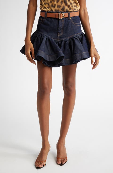 Frill Denim Miniskirt (Regular & Petite)