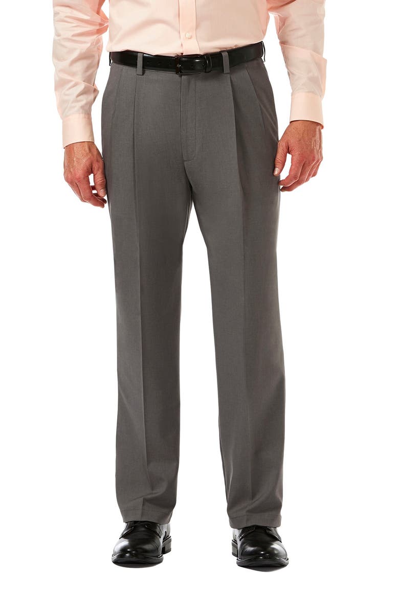 Cool 18® PRO Heather Classic Fit Pleat Front Pants, Main, color, HTR GREY