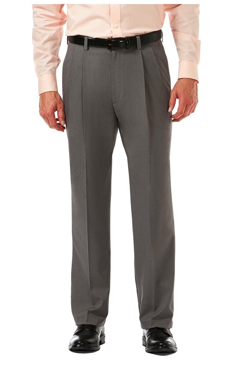 HAGGAR Cool 18<sup>®</sup> PRO Heather Classic Fit Pleat Front Pants, Main, color, Htr Grey