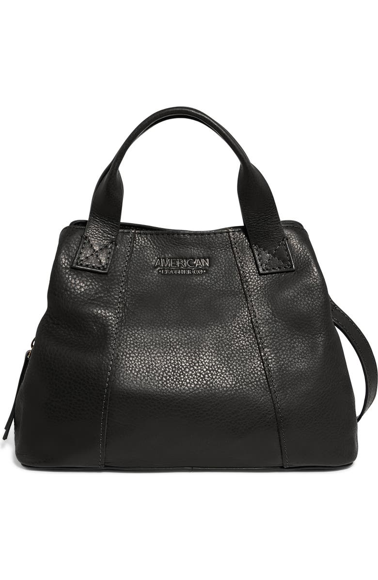 AMERICAN LEATHER CO. Ada Tripe Entry Leather Crossbody Bag, Main, color, Black Smooth