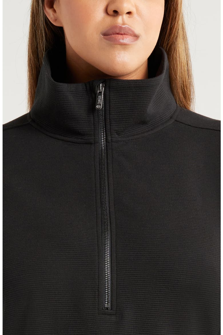 Ottoman Fleece Half Zip, Alternate, color, BLACK