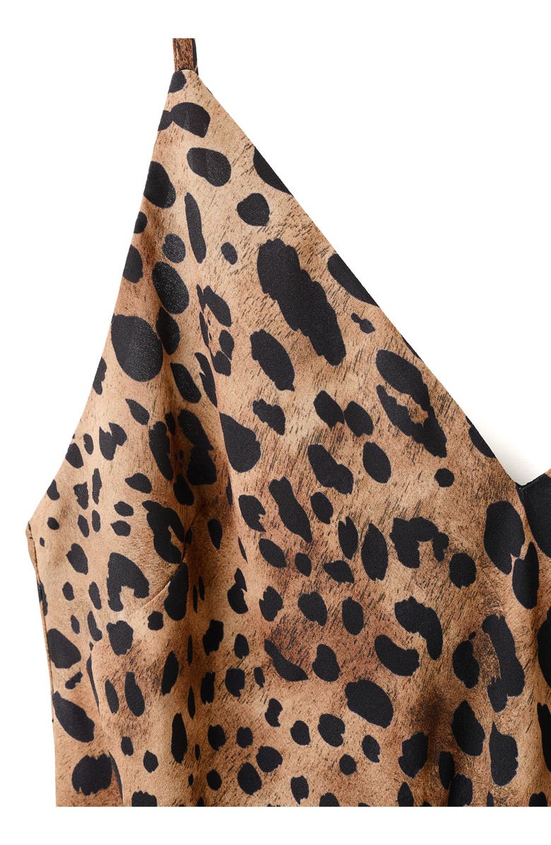 MANGO Leopard Print Maxi Slipdress, Alternate, color, Brown