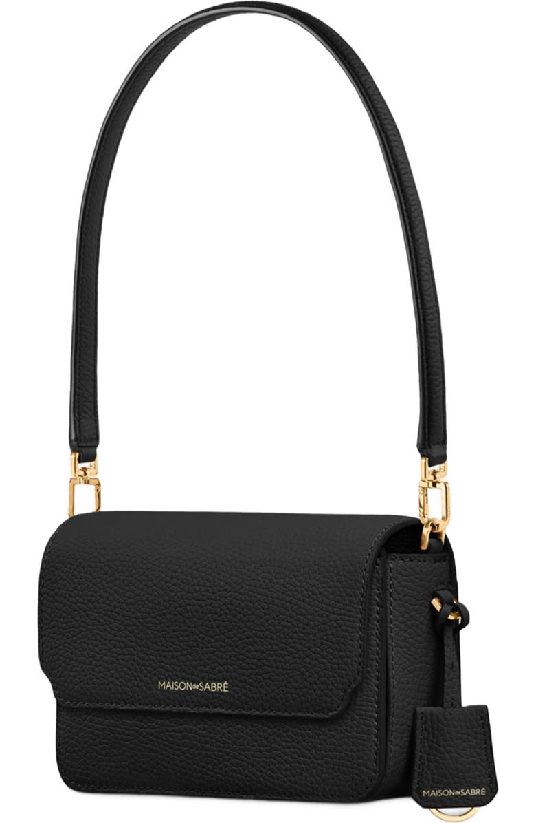 MAISON de SABRÉ Mini Leather Flap Bag, Alternate, color, Black Caviar