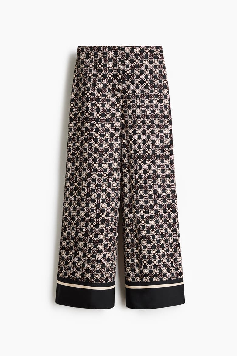Wide-Leg Pants, Alternate, color, Black/patterned