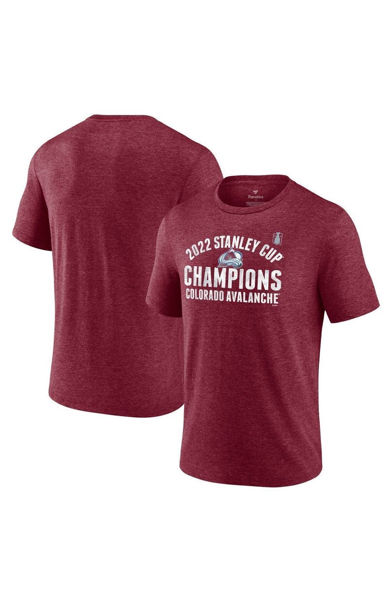 FANATICS Men's Fanatics Branded Burgundy Colorado Avalanche 2022 Stanley Cup Champions Slap Shot Tri-Blend T-Shirt, Main, color, 