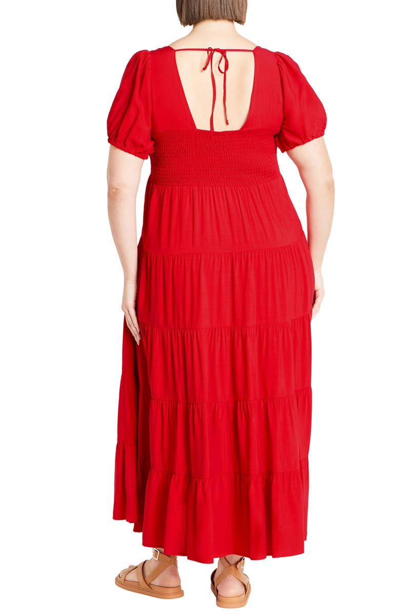 City Chic Mila Tiered Maxi Dress, Alternate, color, Crimson
