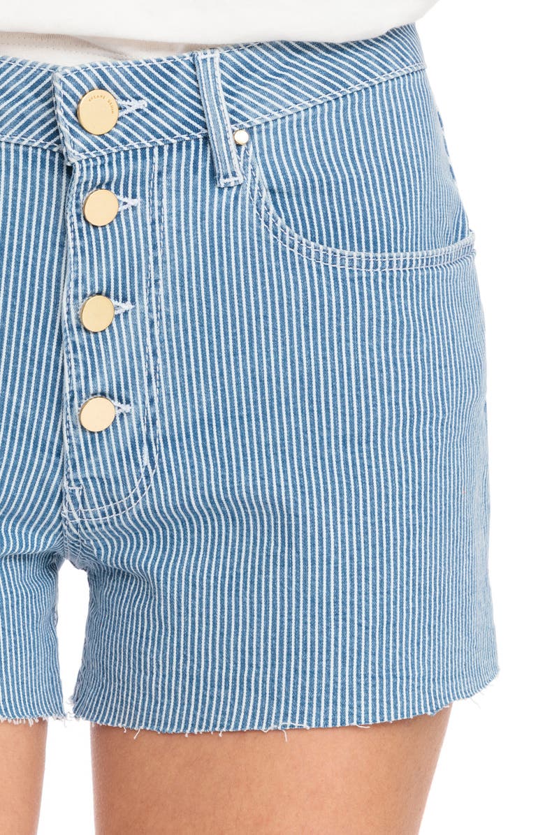 Sézane 1968 Stripe Cutoff Denim Shorts, Alternate, color, 