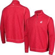 Tommy Bahama Men's Tommy Bahama Crimson Washington State Cougars Sport Tobago Bay Tri-Blend Mock Neck Half-Zip Jacket