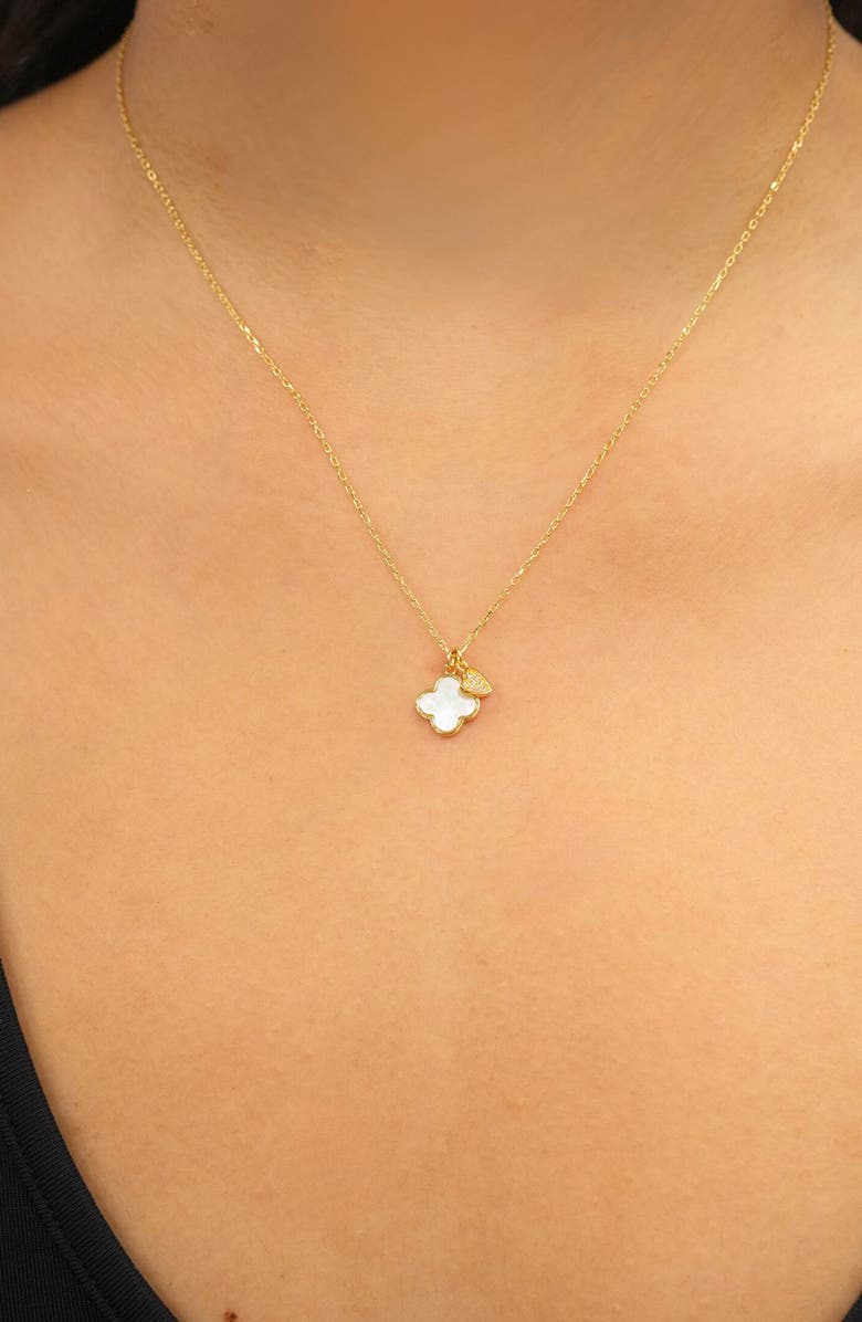 Argento Vivo Sterling Silver Clover & Heart Pendant Necklace, Alternate, color, Gold