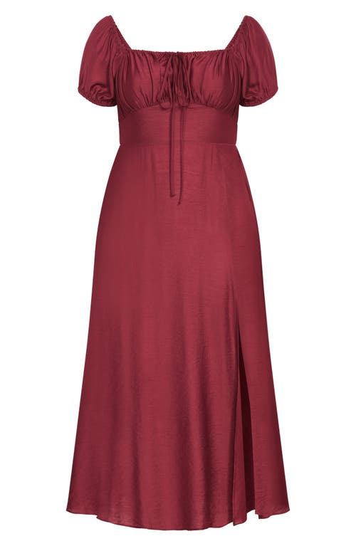 City Chic Abbigail Puff Sleeve Maxi Dress In Cherry