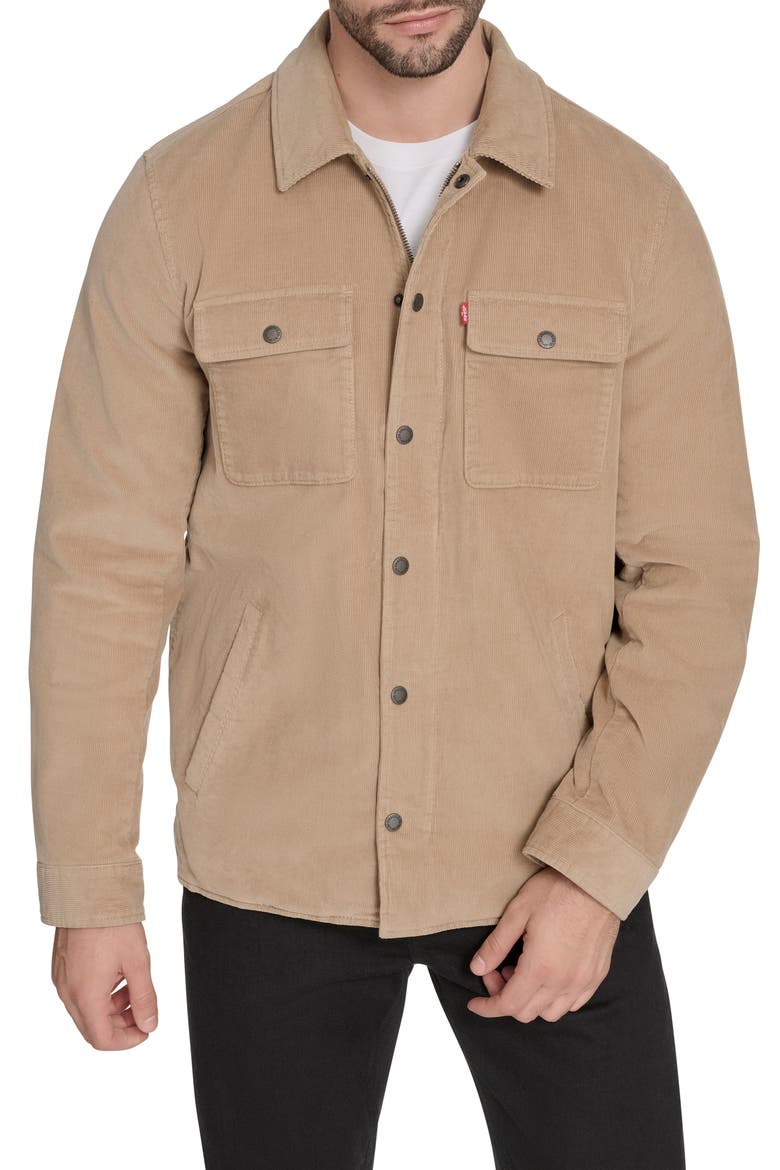 Corduroy Insulated Zip-Up Jacket, Main, color, TAN