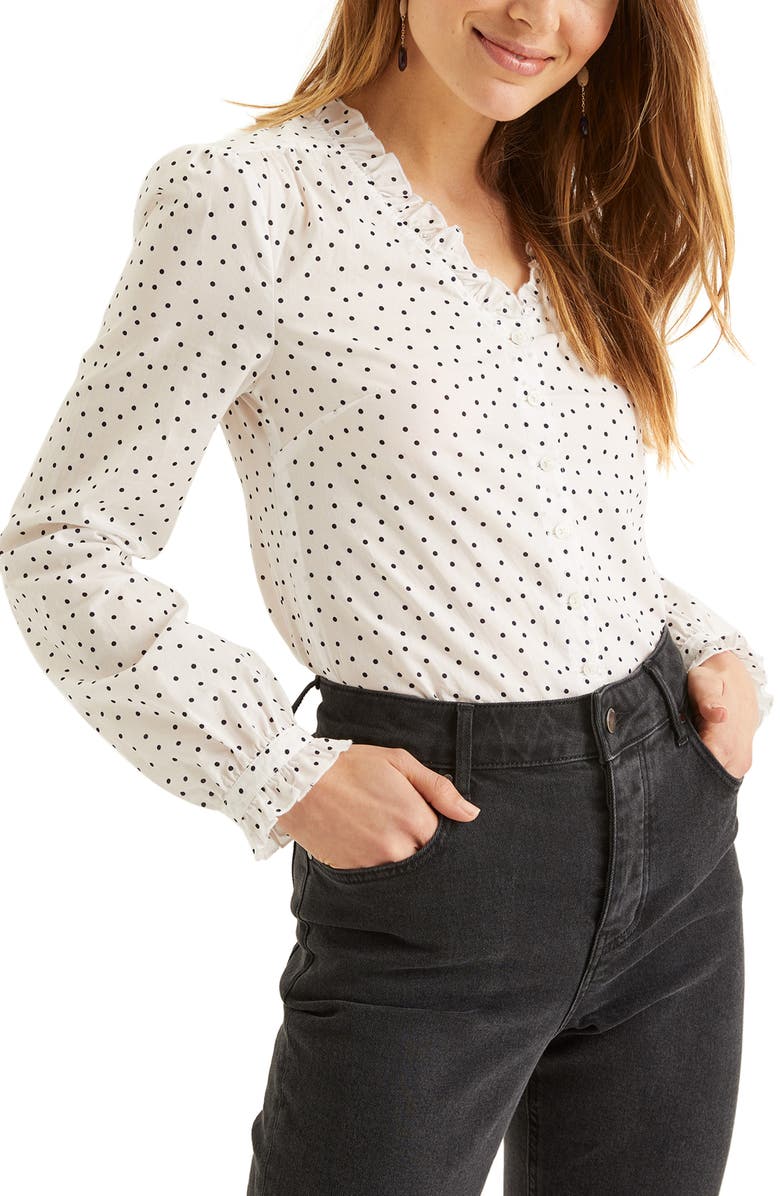 Boden Pippa Ruffle V-Neck Blouse, Main, color,