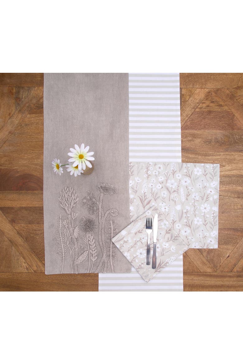 Natural Botanical 100% Cotton Graphic Print Table Runner 14" x 72", Alternate, color, Brown