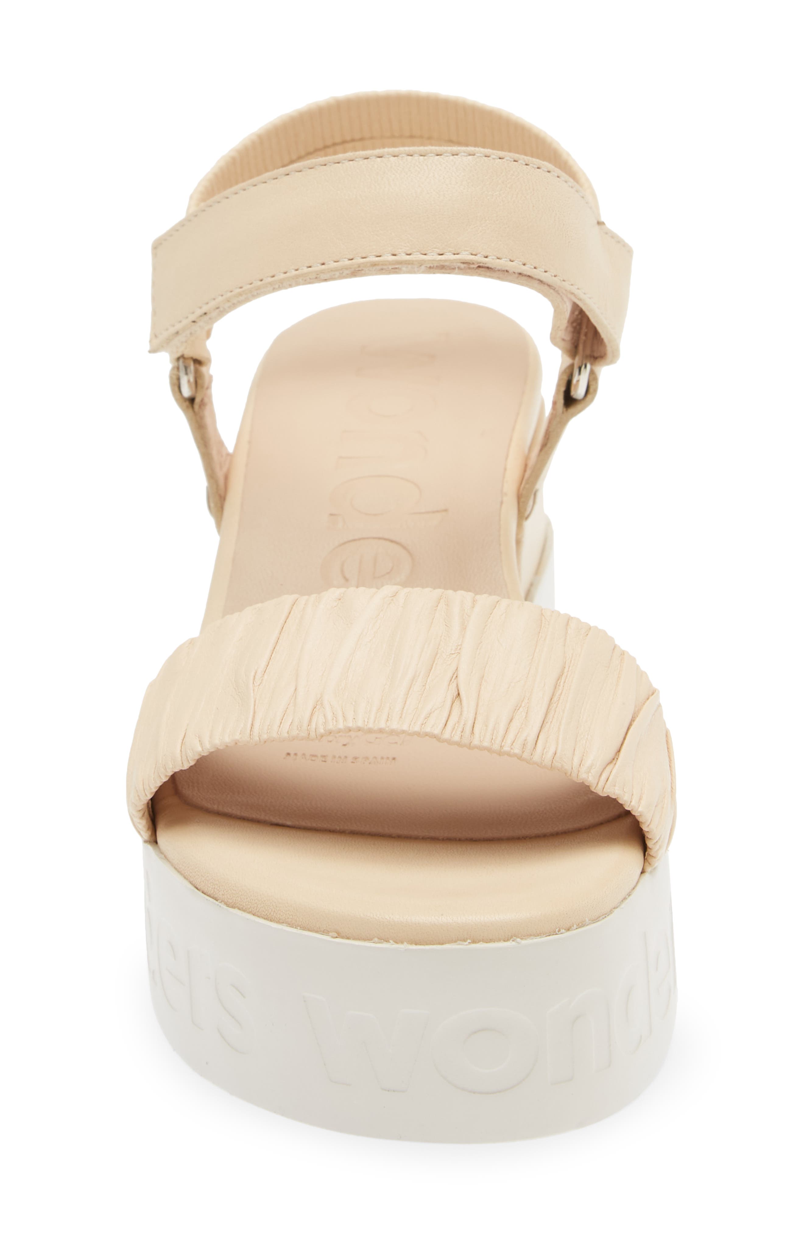 Platform Wedge Sandal, Alternate, color, NATURAL LEATHER