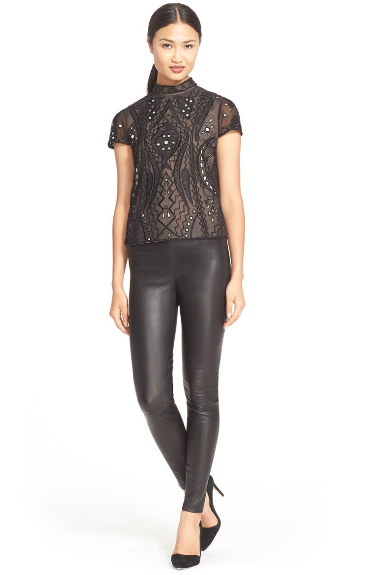 'Viktoria' Embellished Blouse, Alternate, color, BLACK