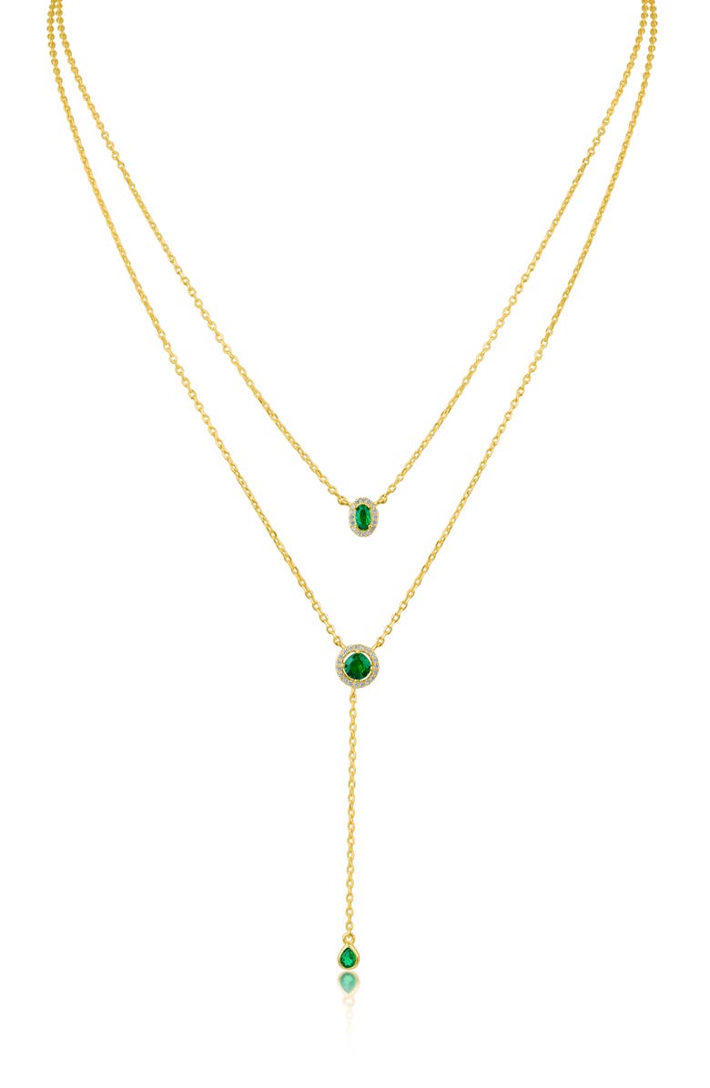 CZ by Kenneth Jay Lane Cubic Zirconia Layered Y-Necklace, Main, color, 