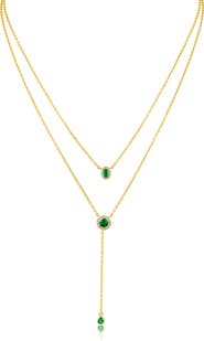 CZ by Kenneth Jay Lane Cubic Zirconia Layered Y-Necklace