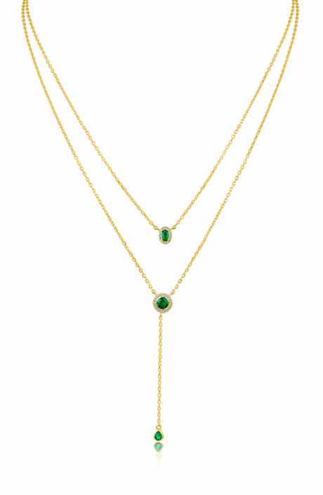 CZ by Kenneth Jay Lane Cubic Zirconia Layered Y-Necklace