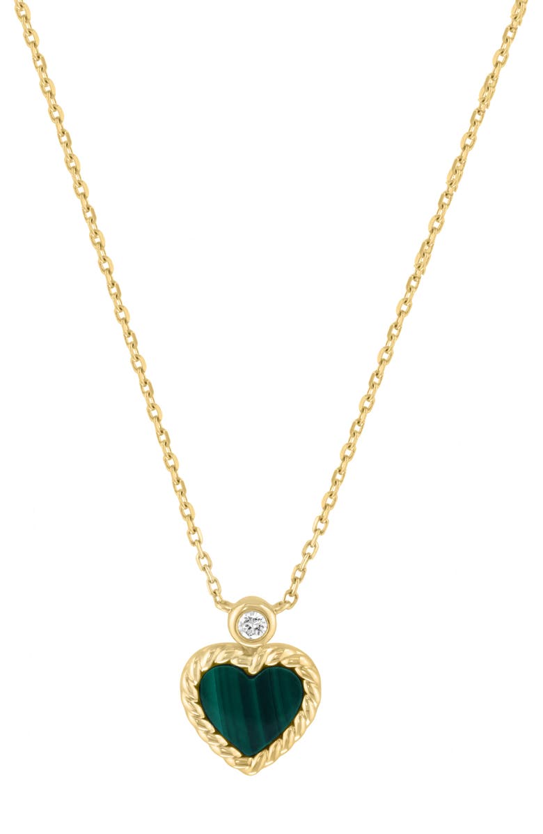 EFFY Malachite Heart Pendant Necklace, Main, color, Green