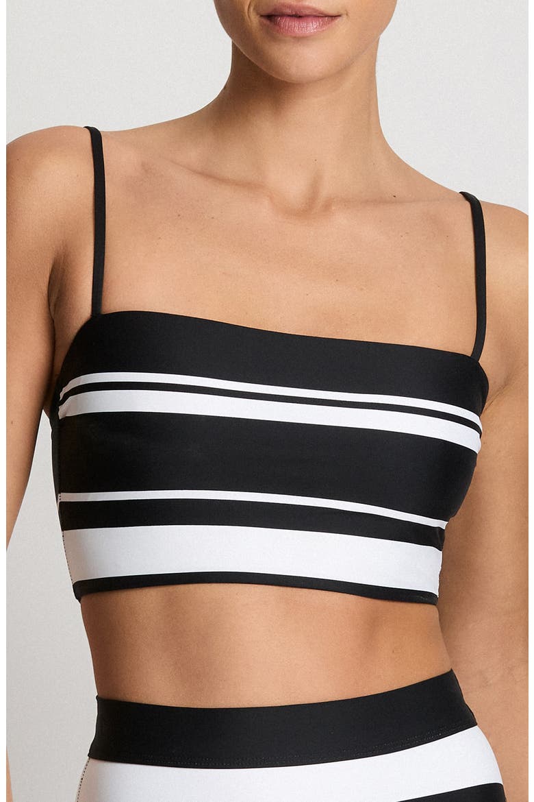 Stripe Longline Bikini Top, Main, color, BLACK/WHITE