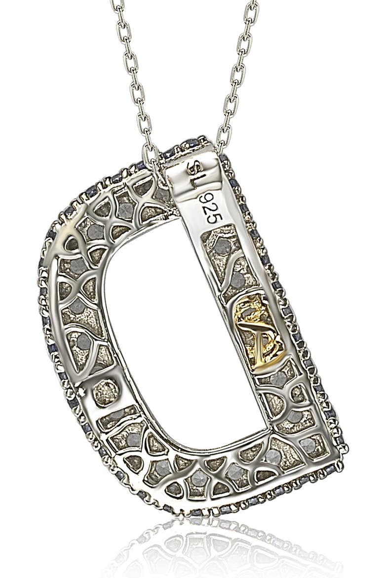 Sterling Silver Lab Created White & Blue Sapphire Accent Initial Pendant Necklace, Alternate, color, BLUE-D