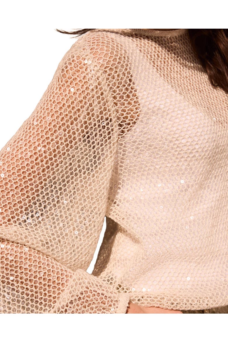 Sequin Layered Balloon Top, Alternate, color, Neutral
