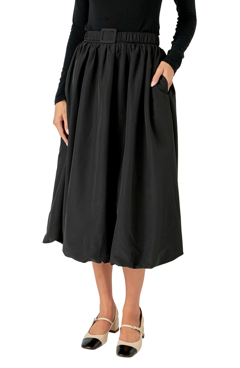 Endless Rose Belted Blouson Midi Skirt, Alternate, color,