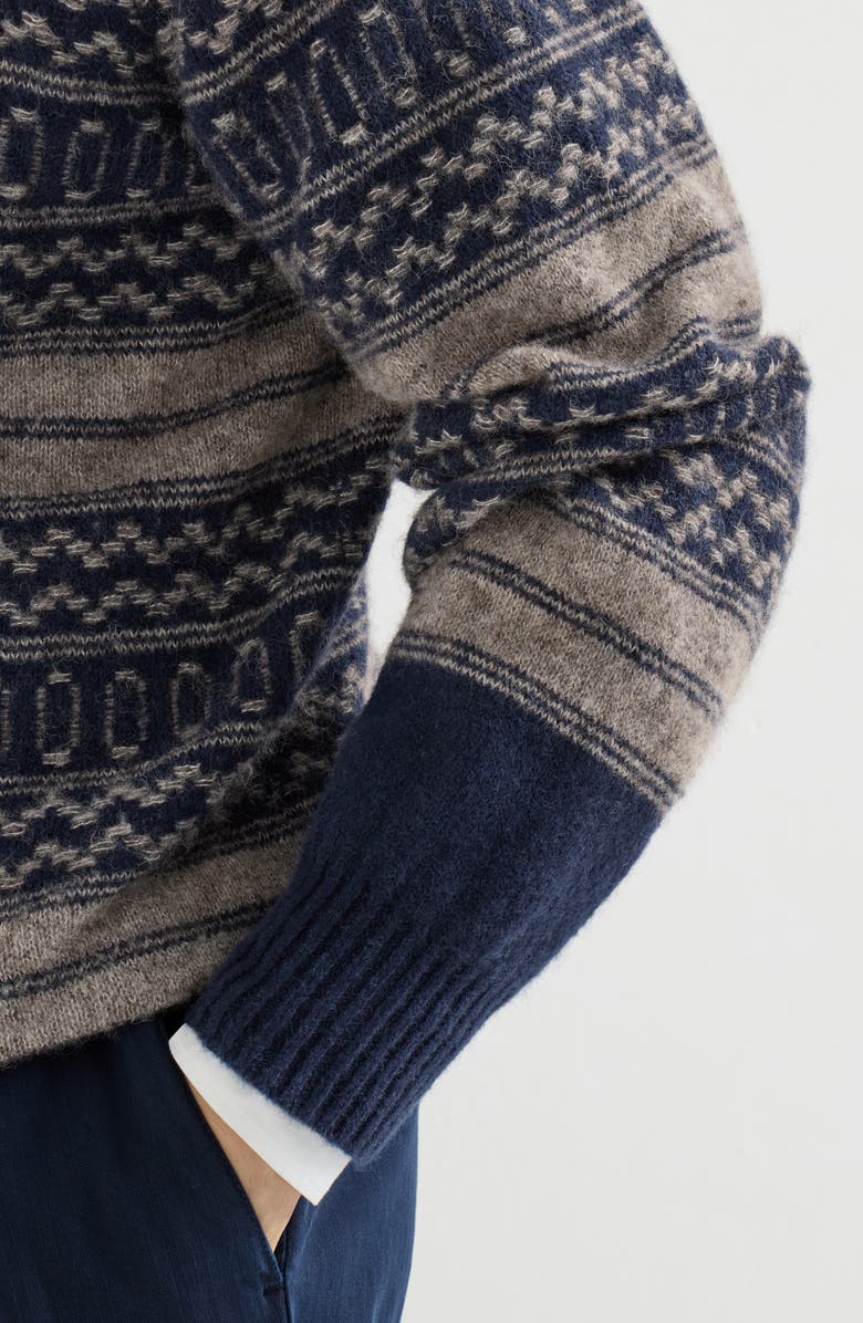 Brunello Cucinelli Alpaca, cashmere and wool nordic jacquard sweater, Alternate, color, Chestnut