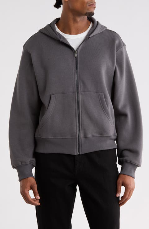 Cropped Fleece Zip Hoodie