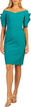 Trina Turk Witty Off the Shoulder Short Sleeve Sheath Dress