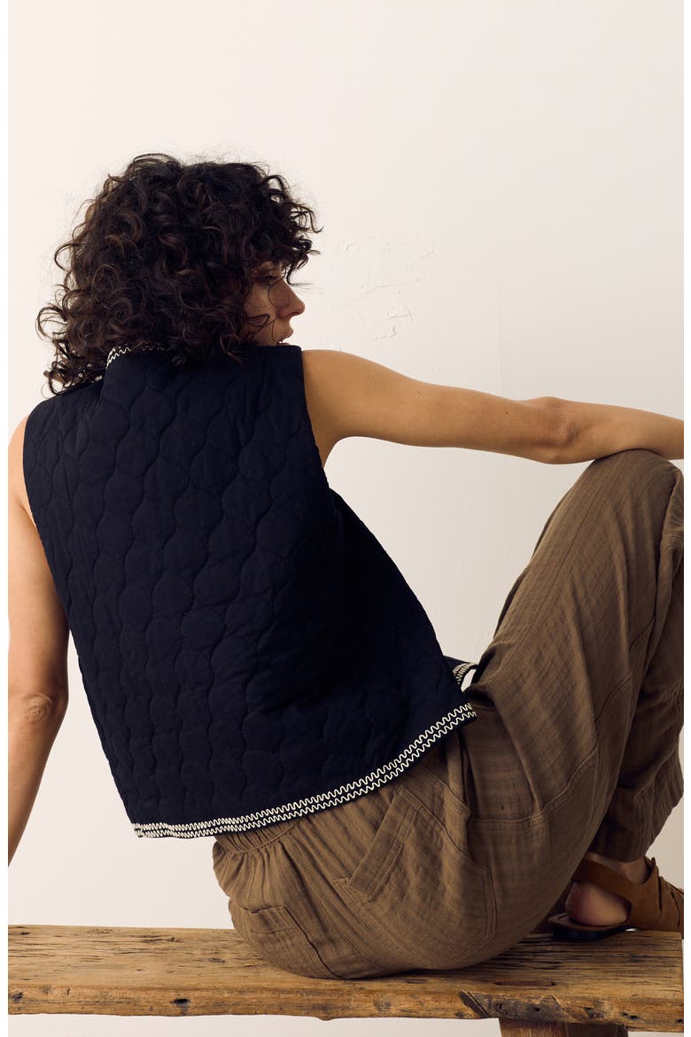 Embroidered Cotton Vest, Alternate, color, BLACK/ MULTI