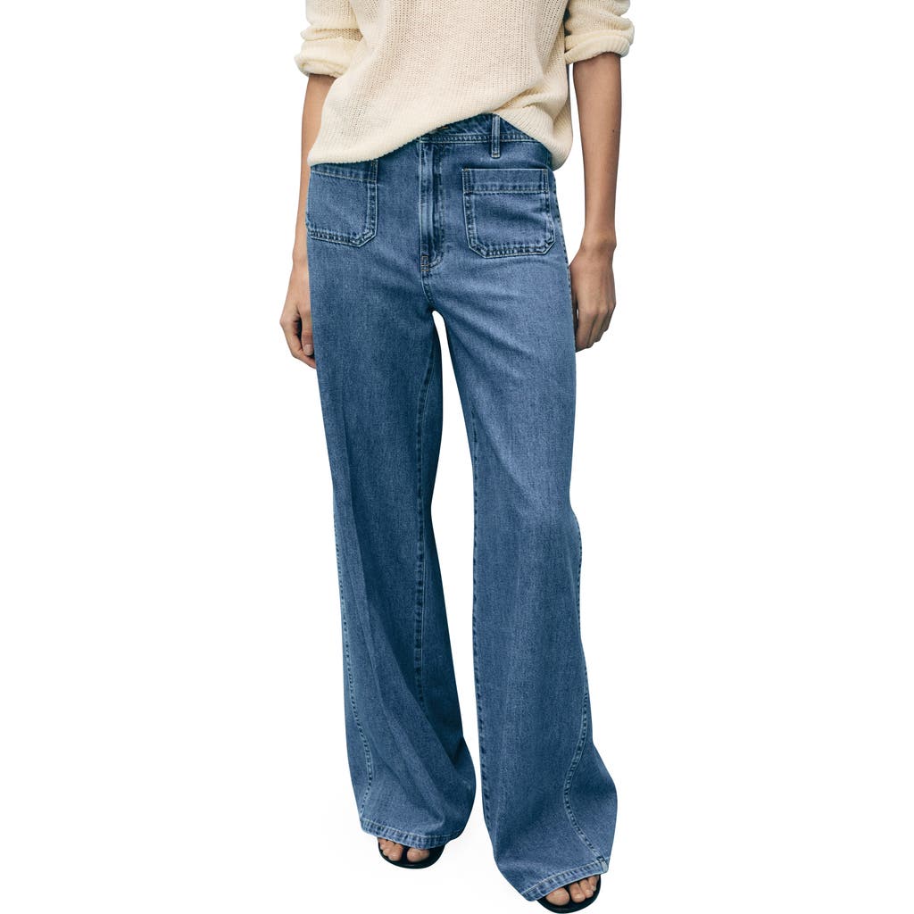 Mango Patch Pocket High Waist Wide Leg Jeans