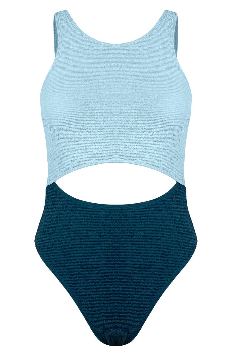 Cupshe Cutout Colorblock One-Piece Swimsuit, Alternate, color, Blue