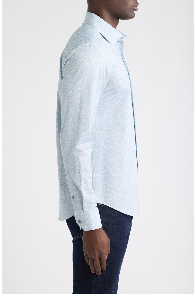 James OoohCotton® Floral Print Button-Up Shirt, Alternate, color, HAZY BLUE