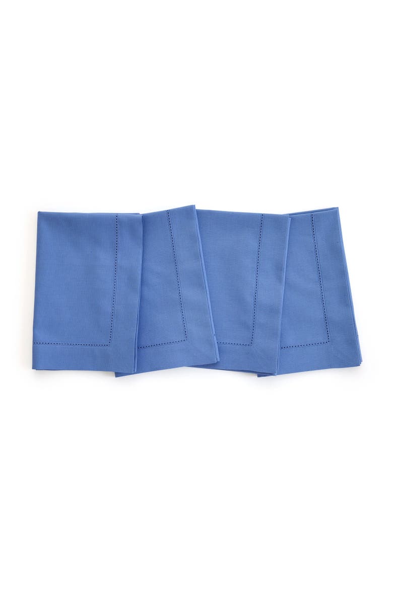 Cotton Linen Hemstitch Placemats Set of 6, 14 x 19", Main, color, Dusty Blue