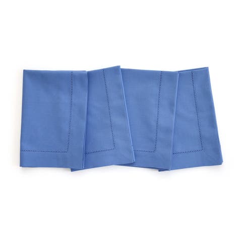 Cotton Linen Hemstitch Placemats Set of 6, 14 x 19"
