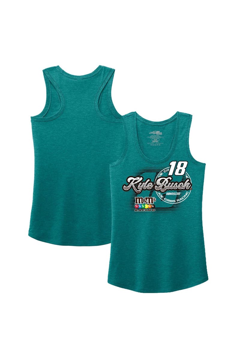 JOE GIBBS RACING TEAM COLLECTION Women's Joe Gibbs Racing Team Collection Teal Kyle Busch Racerback Tank Top, Main, color,