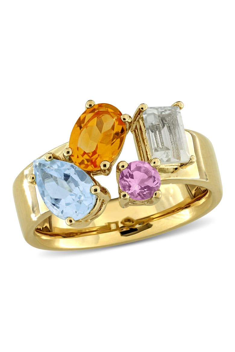 Gemstone Multi-Shape Open Ring Sterling Silver, Main, color, Citrine/Yellow-Plated