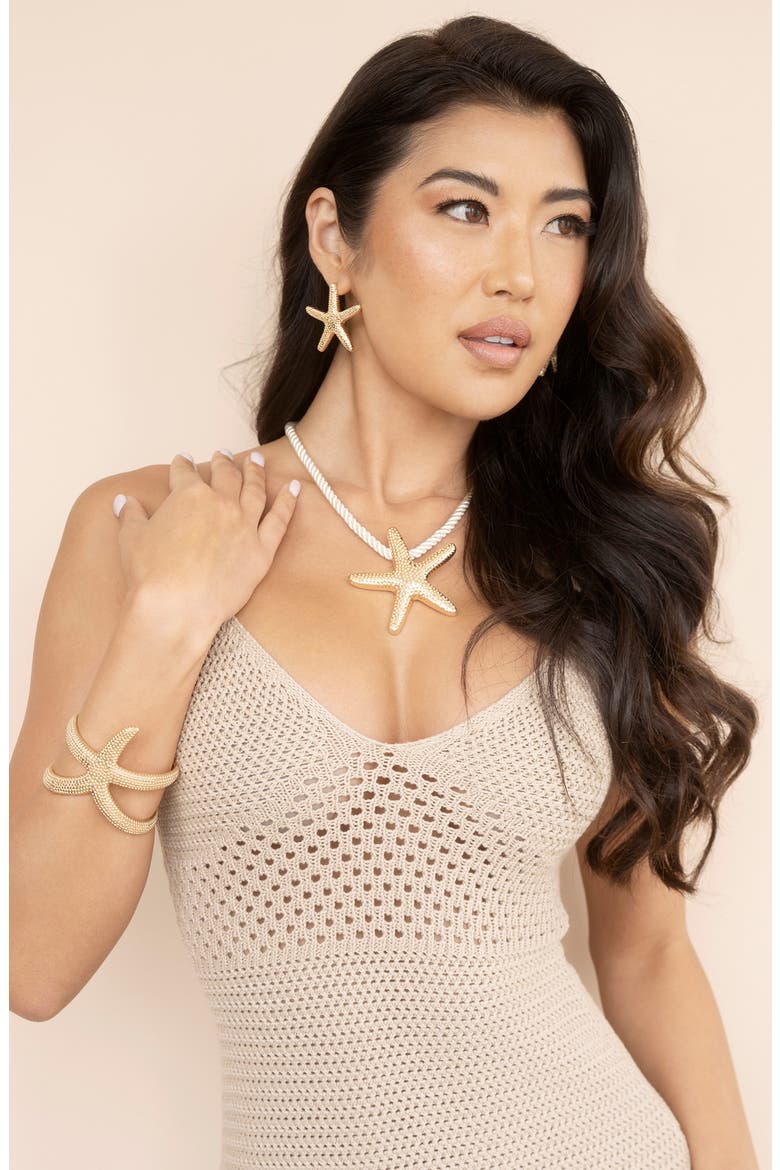 Starfish Pendant Necklace, Alternate, color, BEIGE